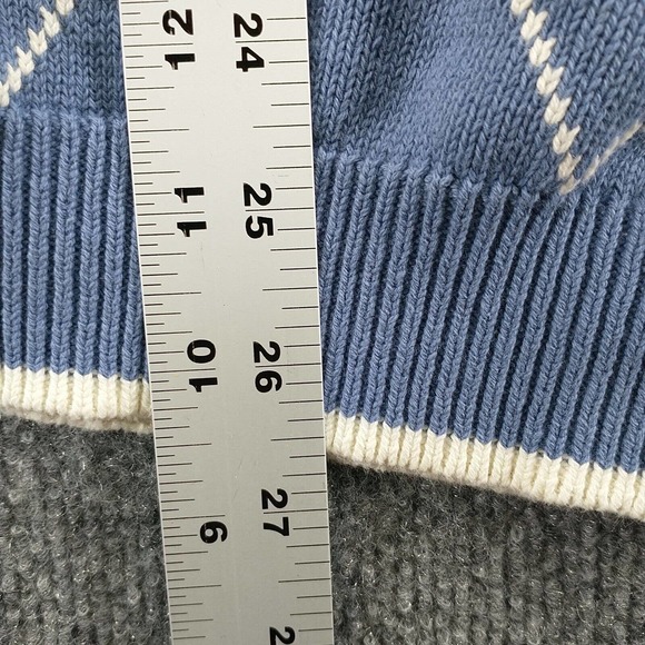 John Ashford Men's Pullover Golf Sweater Blue XL Diamond Argyle Crew Neck Cotton - Picture 12 of 13